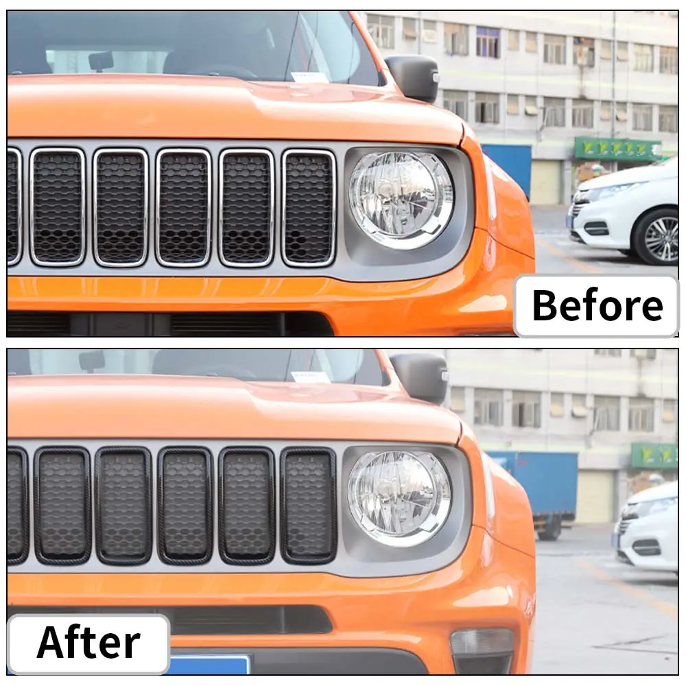 For 2019+ Jeep Renegade Front Grille Inserts Cover Trim Kit - Image 3