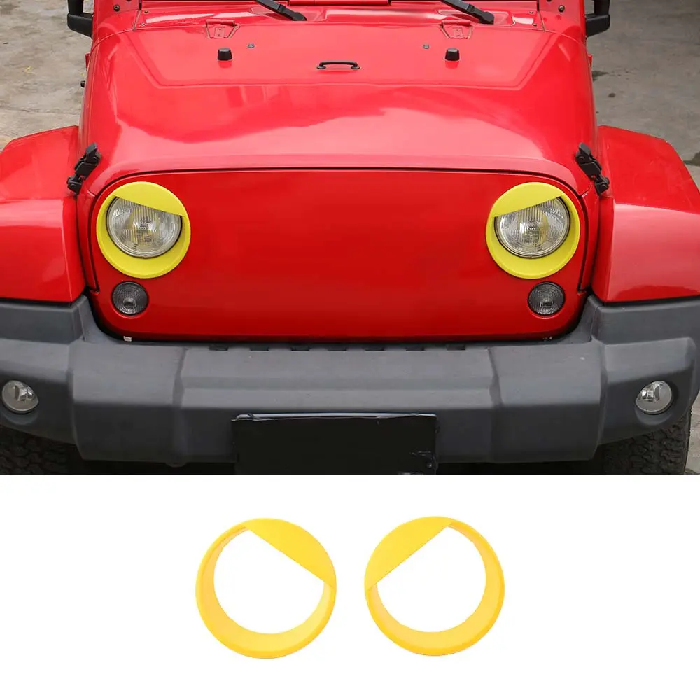 For 2007-2018 Jeep Wrangler JK JKU Front Headlight Bezel Light Angry Eyes Trim 2PCS - Image 12