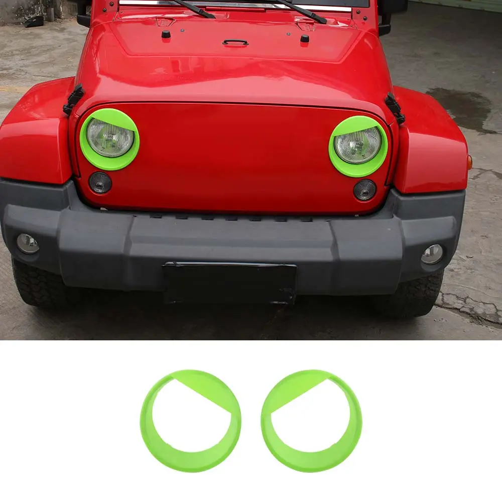 For 2007-2018 Jeep Wrangler JK JKU Front Headlight Bezel Light Angry Eyes Trim 2PCS - Image 13