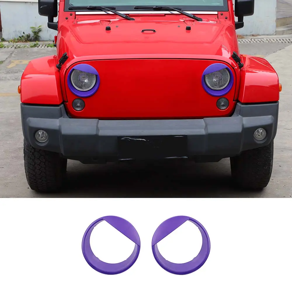 For 2007-2018 Jeep Wrangler JK JKU Front Headlight Bezel Light Angry Eyes Trim 2PCS - Image 14