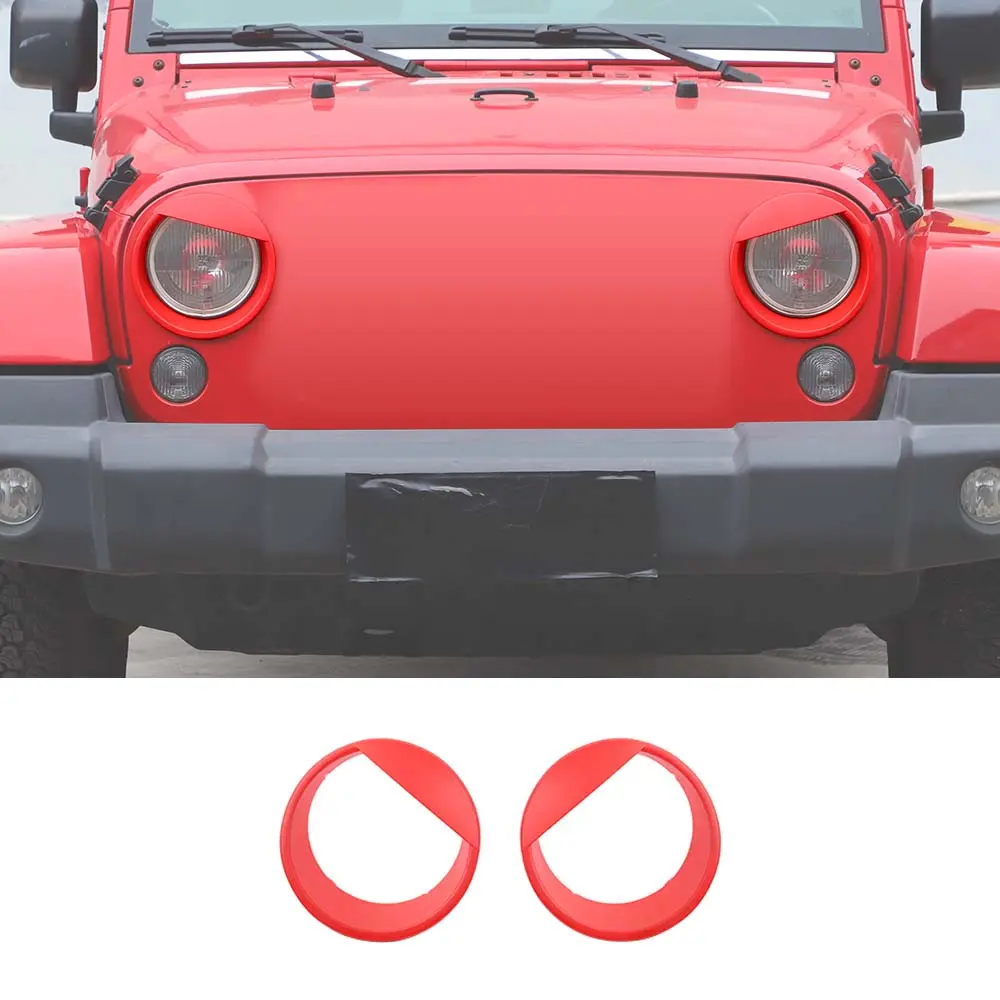For 2007-2018 Jeep Wrangler JK JKU Front Headlight Bezel Light Angry Eyes Trim 2PCS - Image 16