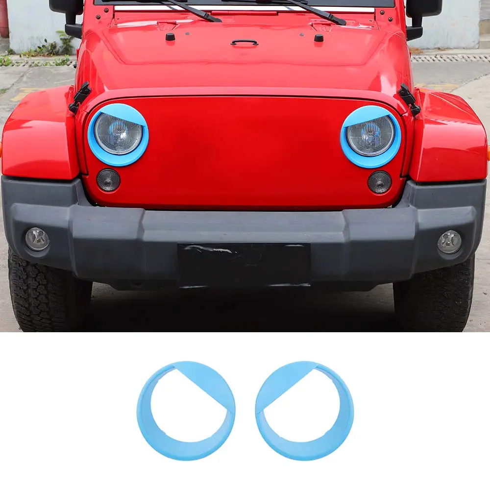 For 2007-2018 Jeep Wrangler JK JKU Front Headlight Bezel Light Angry Eyes Trim 2PCS - Image 17