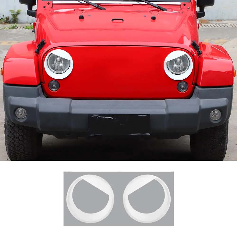 For 2007-2018 Jeep Wrangler JK JKU Front Headlight Bezel Light Angry Eyes Trim 2PCS - Image 18