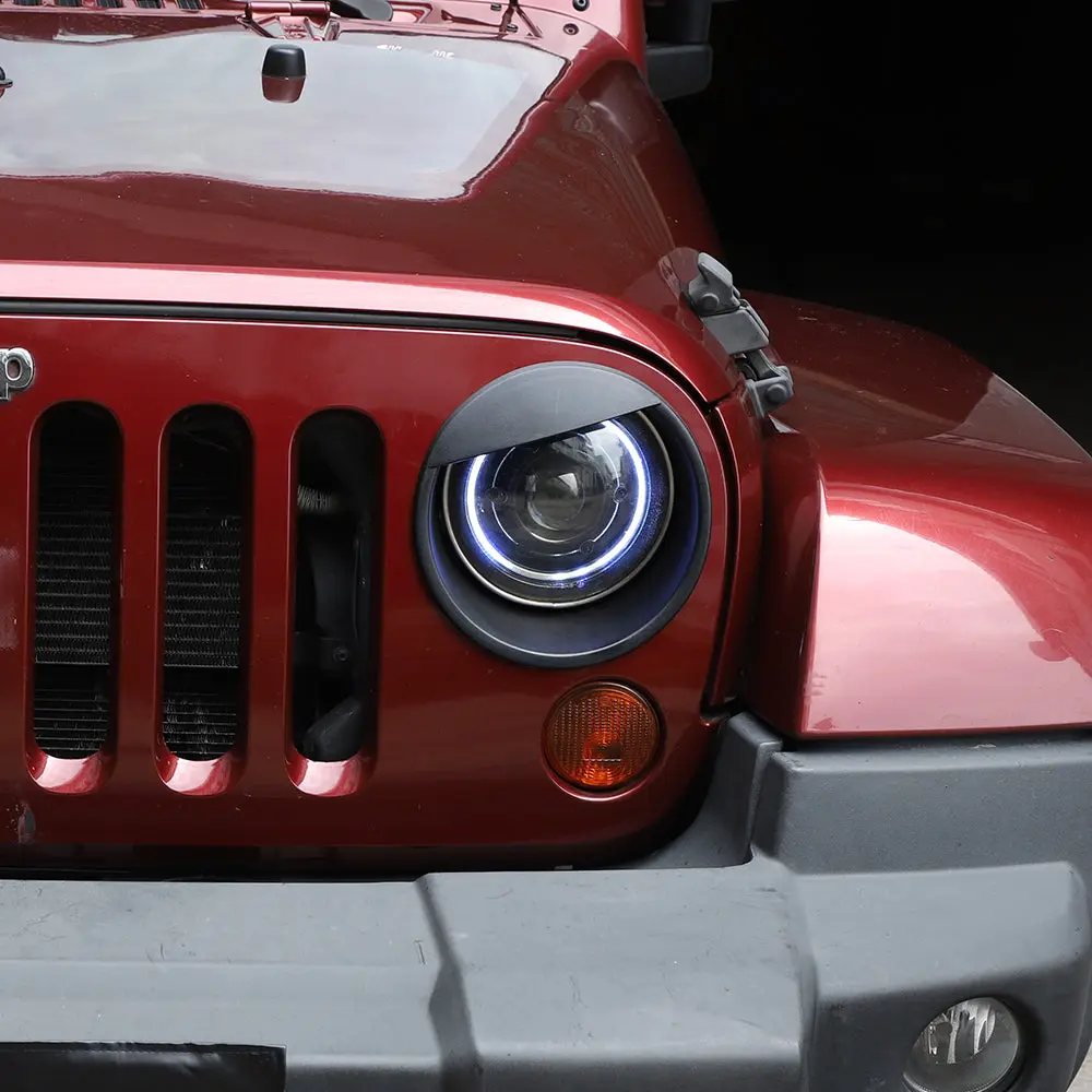 For 2007-2018 Jeep Wrangler JK JKU Front Headlight Bezel Light Angry Eyes Trim 2PCS - Image 3