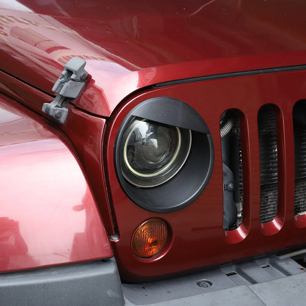 For 2007-2018 Jeep Wrangler JK JKU Front Headlight Bezel Light Angry Eyes Trim 2PCS - Image 4