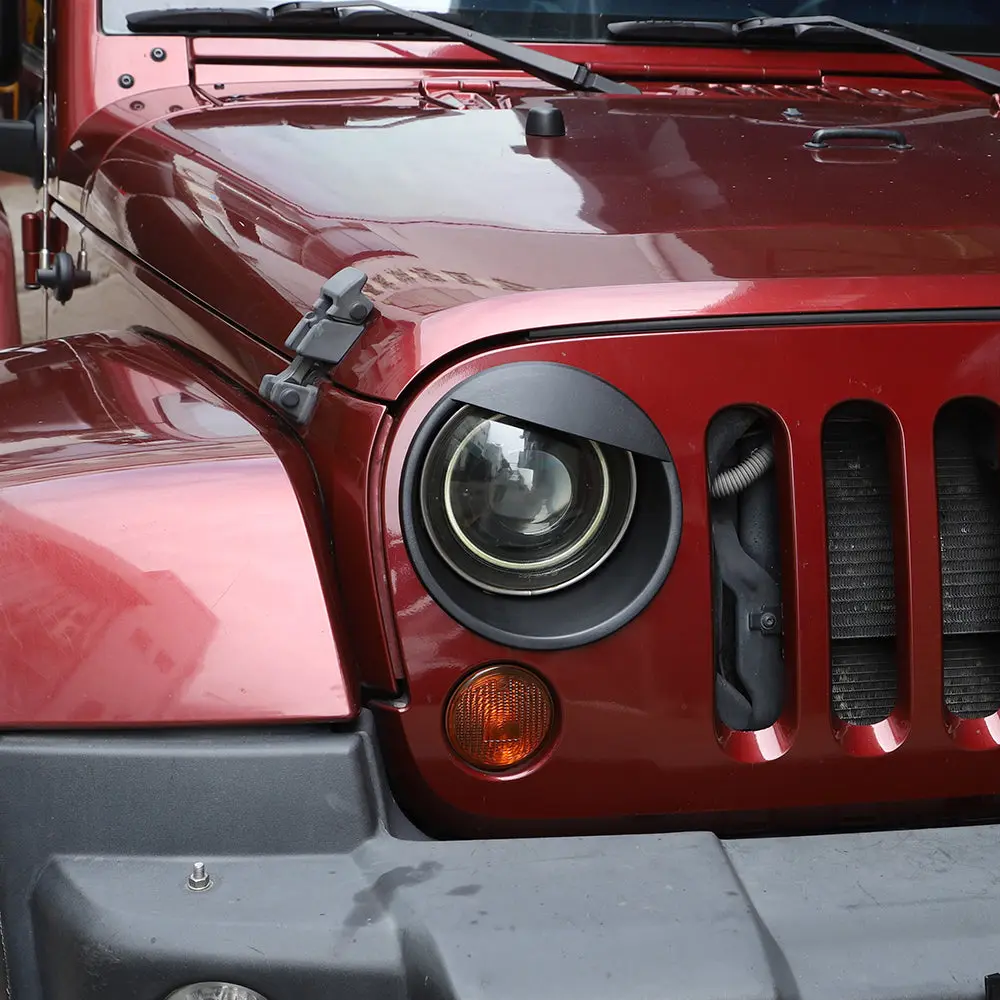 For 2007-2018 Jeep Wrangler JK JKU Front Headlight Bezel Light Angry Eyes Trim 2PCS - Image 5