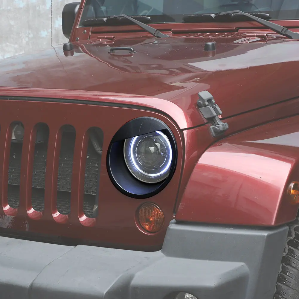For 2007-2018 Jeep Wrangler JK JKU Front Headlight Bezel Light Angry Eyes Trim 2PCS - Image 6