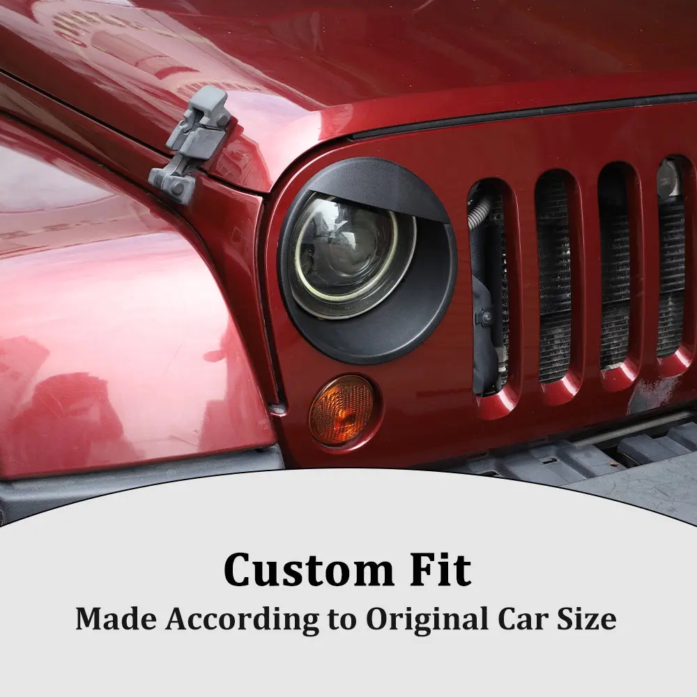 For 2007-2018 Jeep Wrangler JK JKU Front Headlight Bezel Light Angry Eyes Trim 2PCS - Image 7