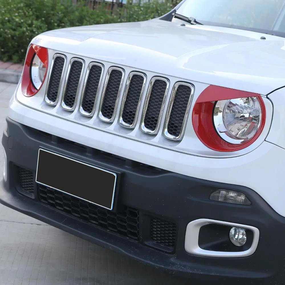 For 2015-2018 Jeep Renegade Front Headlight Angry Eyes Bezels Trim - Image 3
