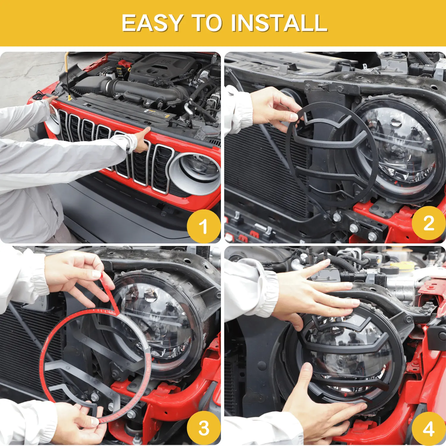 For 2018+ Jeep Wrangler JL JLU & Gladiator JT Front Headlight Guard Lamp Cover Trim (2 pcs) - Image 6