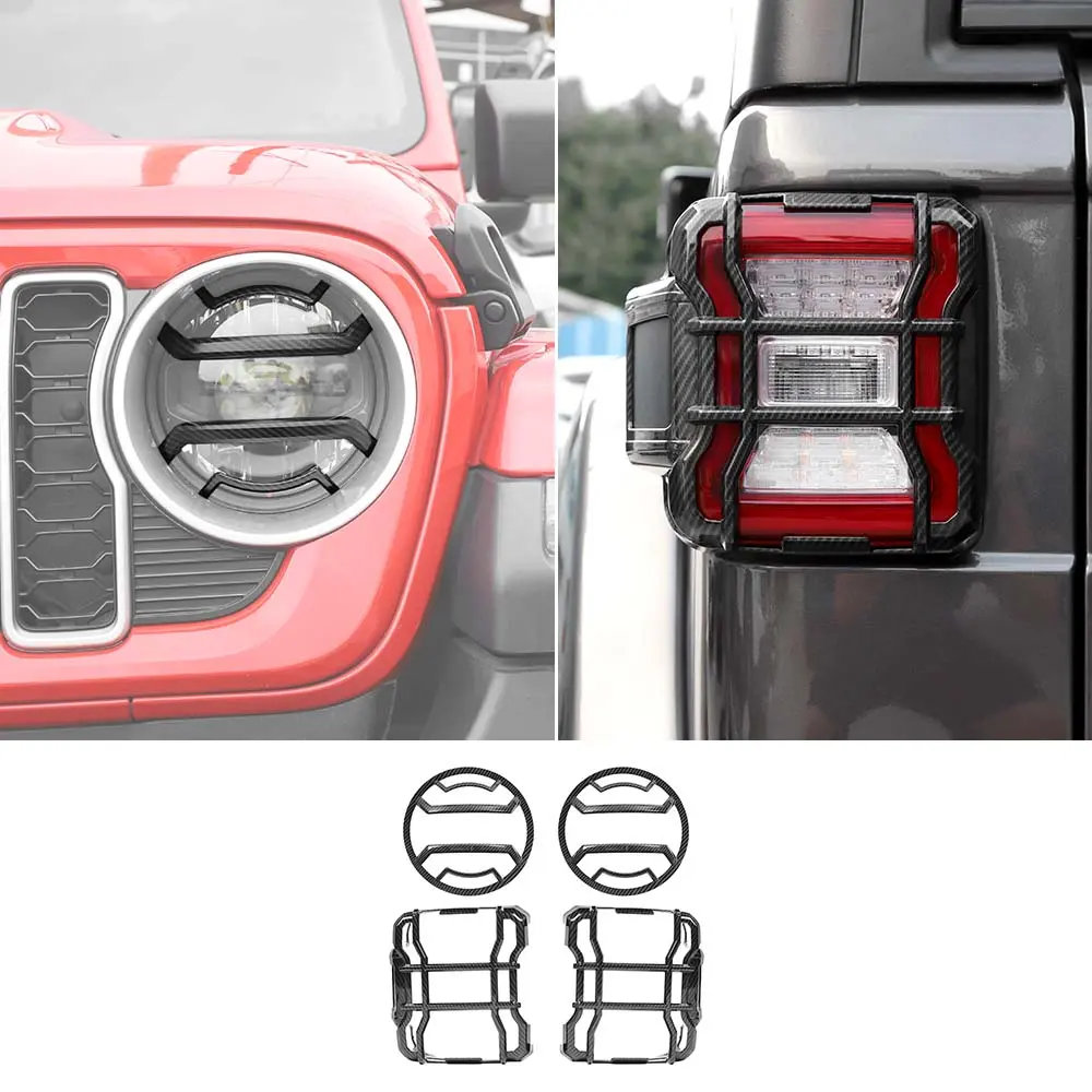 For 2018+ Jeep Wrangler JL JLU Front Headlights & Tail Lights Guard Trim Black, Led Version Anti-dust - Image 7