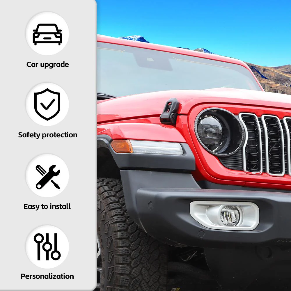 For 2024+ Jeep Wrangler JL/Gladiator JT Front Light Bezels Circle Trim - Image 6