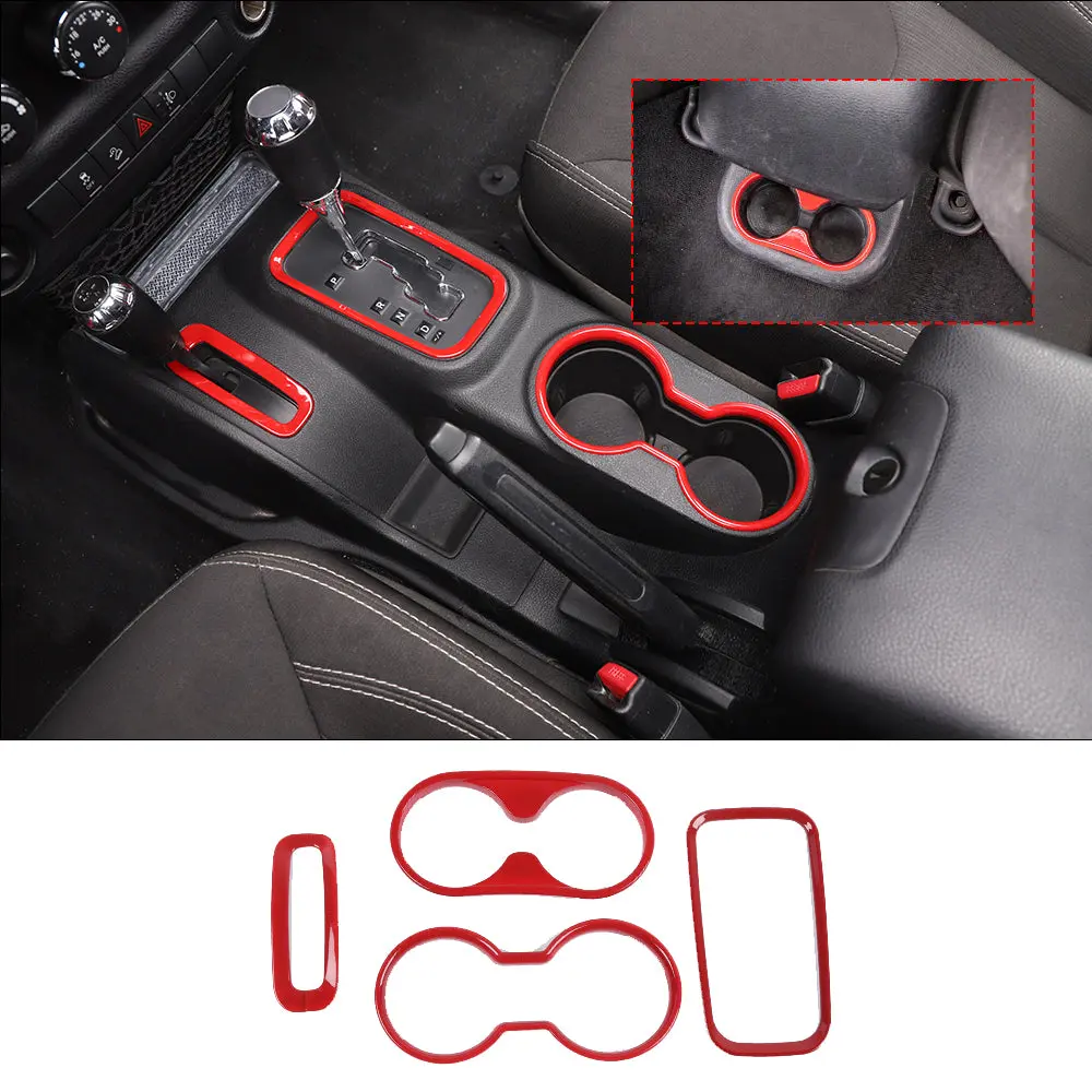 For 2011–2018 Jeep Wrangler JK & JKU – Front & Rear Water Cup Holder & Gear Shift Transfer Bezel Trim - Image 11