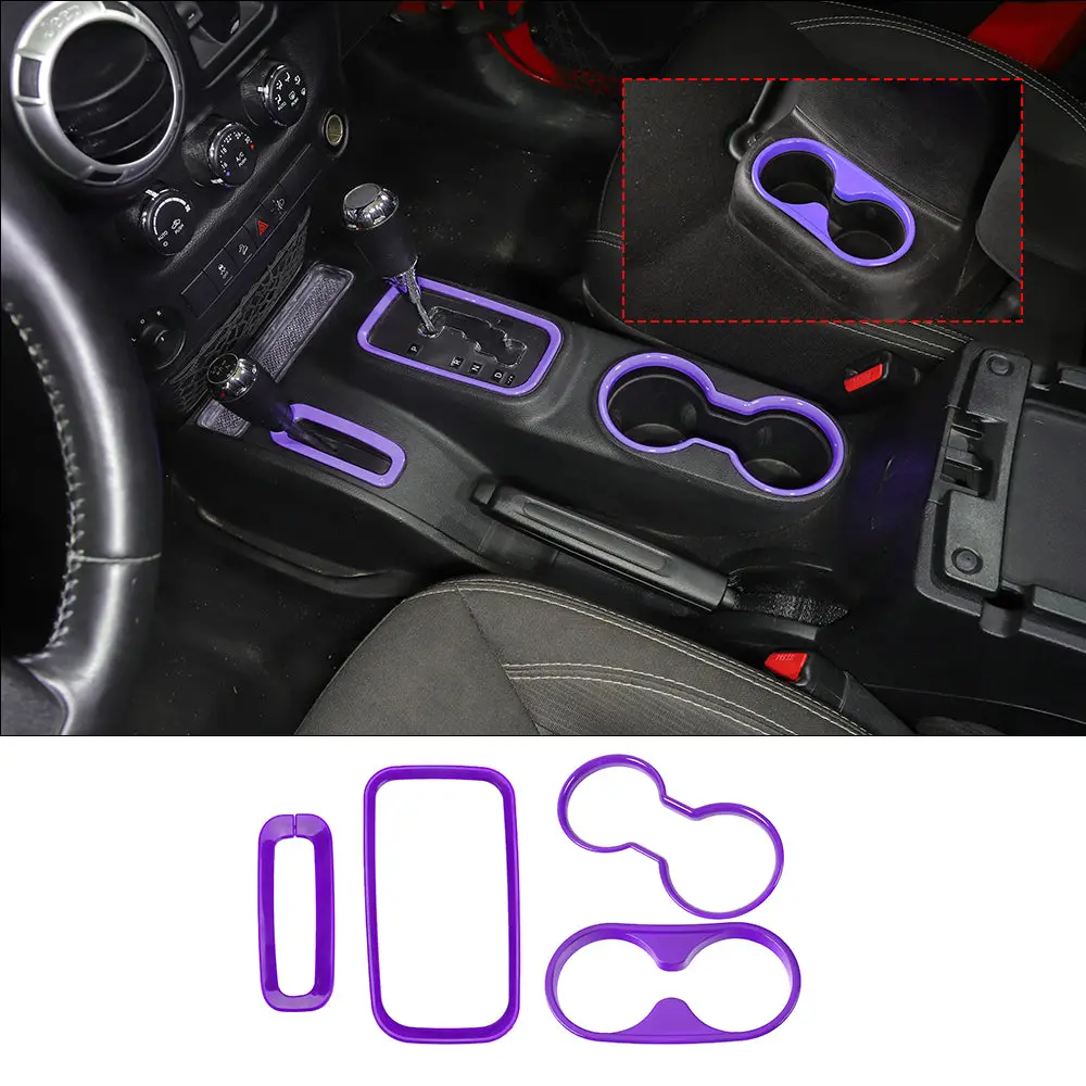For 2011–2018 Jeep Wrangler JK & JKU – Front & Rear Water Cup Holder & Gear Shift Transfer Bezel Trim - Image 12