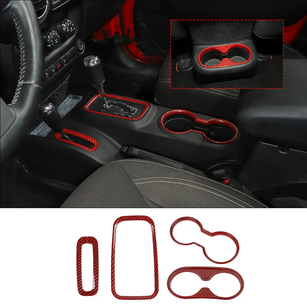 For 2011–2018 Jeep Wrangler JK & JKU – Front & Rear Water Cup Holder & Gear Shift Transfer Bezel Trim - Image 13