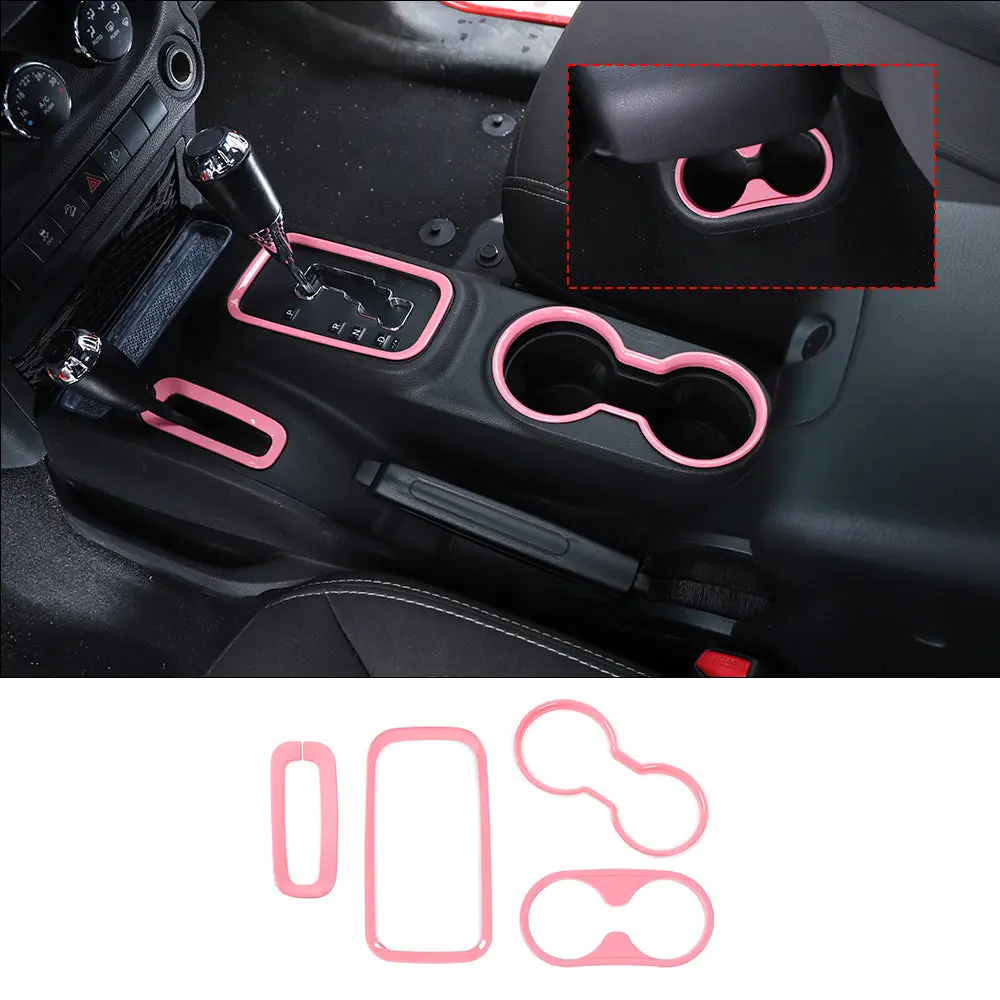 For 2011–2018 Jeep Wrangler JK & JKU – Front & Rear Water Cup Holder & Gear Shift Transfer Bezel Trim - Image 15