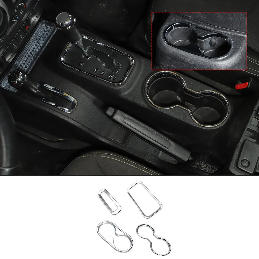 For 2011–2018 Jeep Wrangler JK & JKU – Front & Rear Water Cup Holder & Gear Shift Transfer Bezel Trim - Image 16
