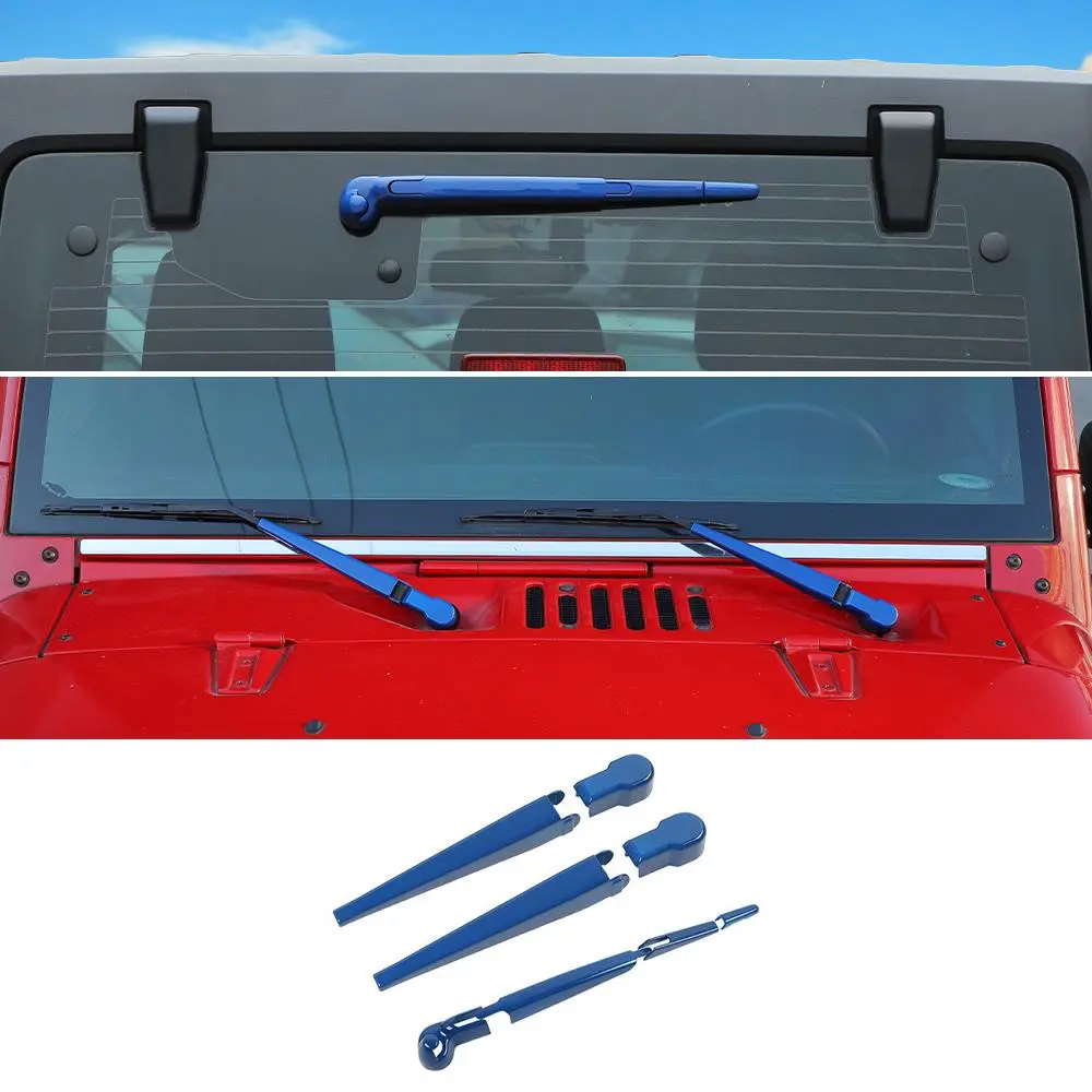 For 2007-2018 Jeep Wrangler JK Front & Rear Window Windshield Wiper Decor Cover Trim - Image 10