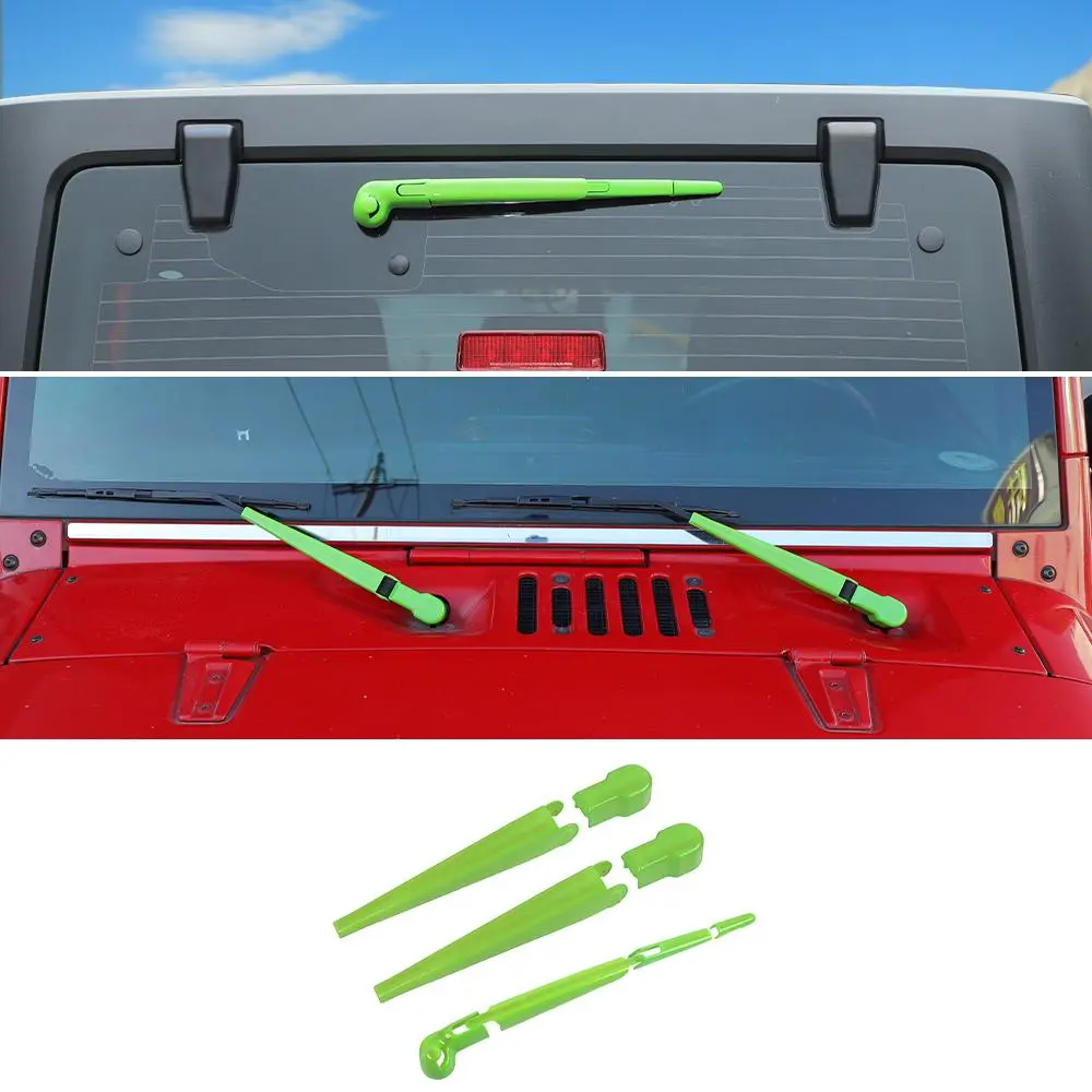 For 2007-2018 Jeep Wrangler JK Front & Rear Window Windshield Wiper Decor Cover Trim - Image 11
