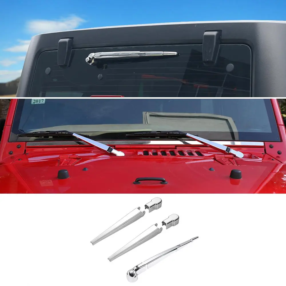 For 2007-2018 Jeep Wrangler JK Front & Rear Window Windshield Wiper Decor Cover Trim - Image 15