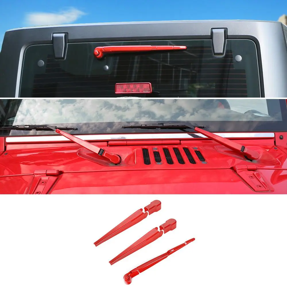For 2007-2018 Jeep Wrangler JK Front & Rear Window Windshield Wiper Decor Cover Trim - Image 16