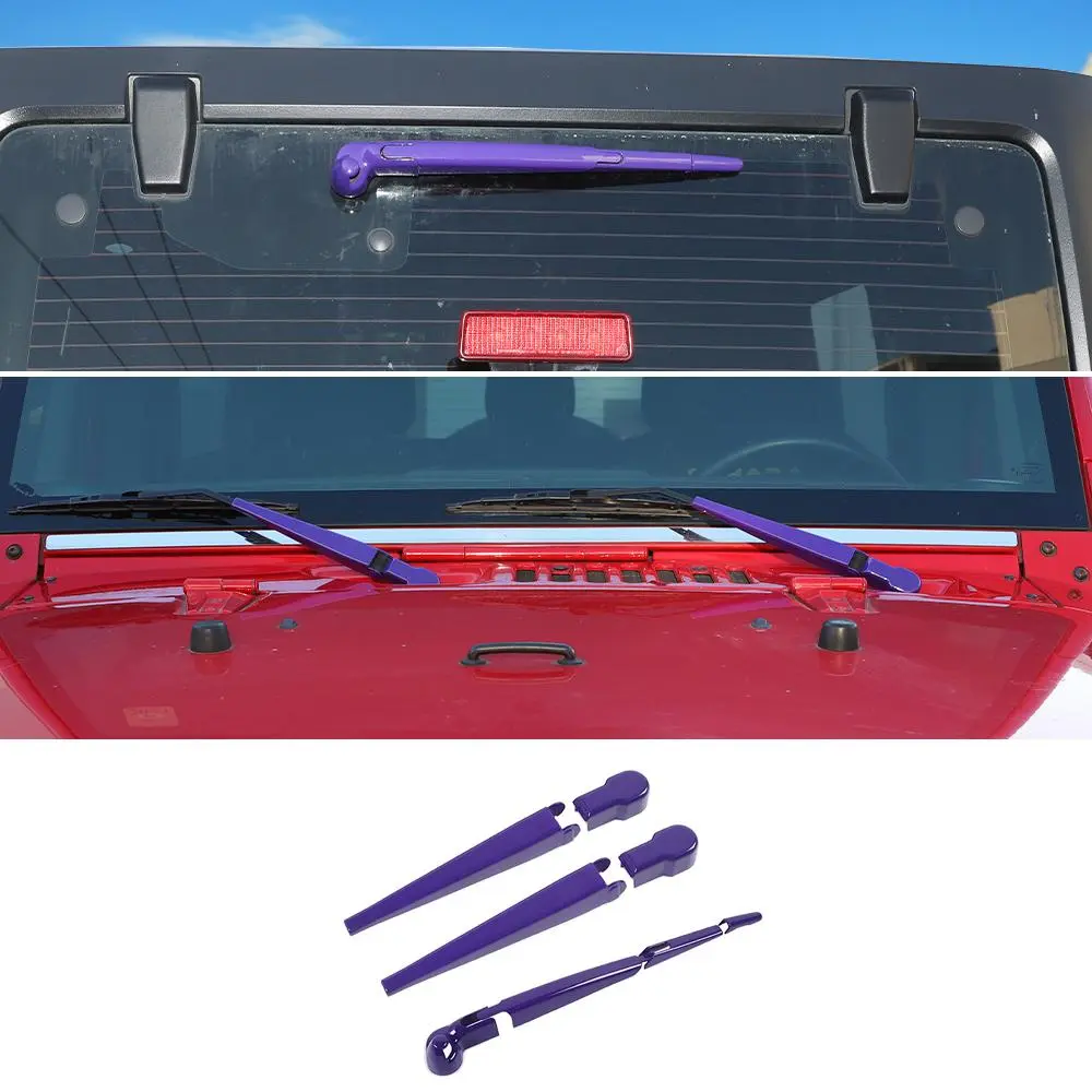 For 2007-2018 Jeep Wrangler JK Front & Rear Window Windshield Wiper Decor Cover Trim - Image 8