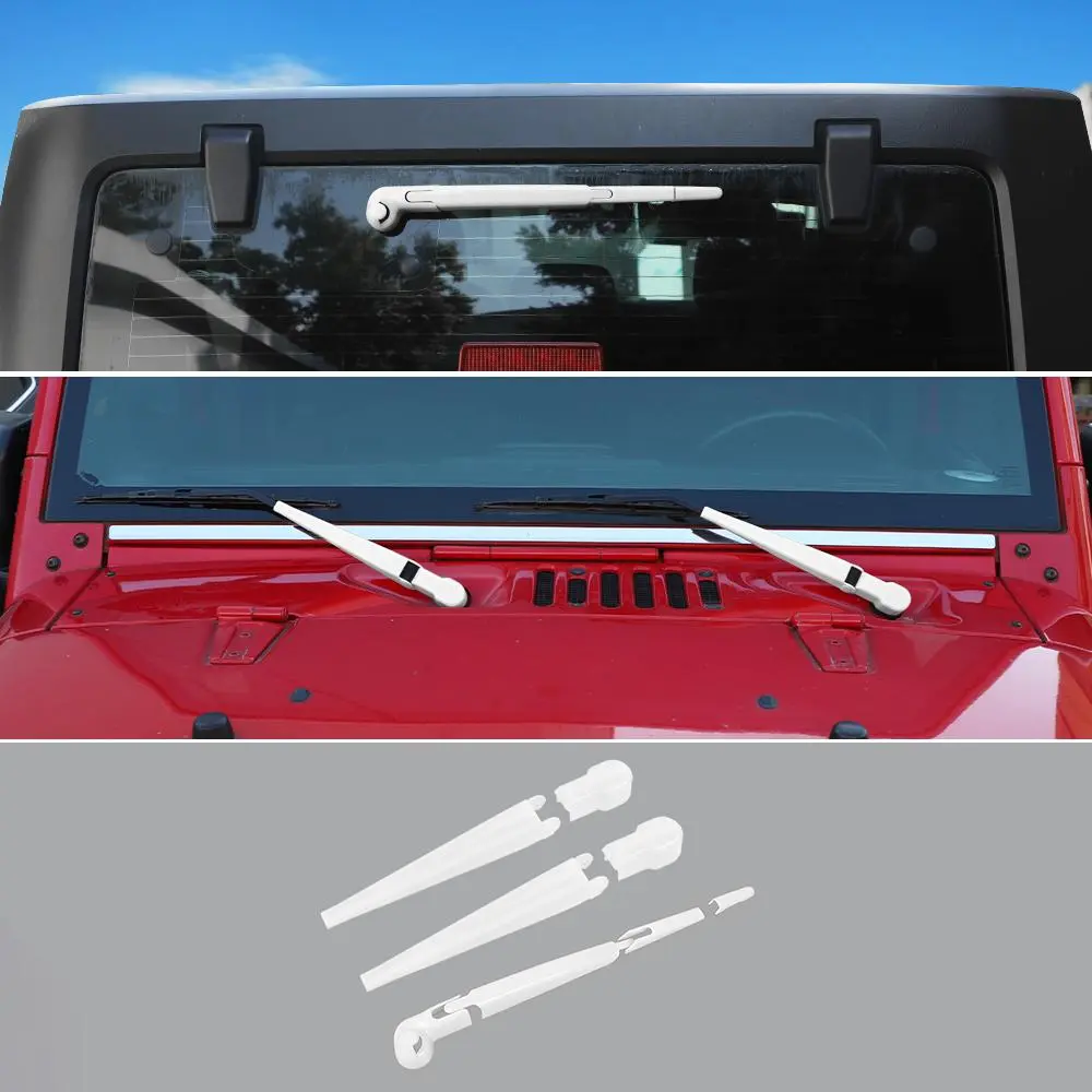 For 2007-2018 Jeep Wrangler JK Front & Rear Window Windshield Wiper Decor Cover Trim - Image 9