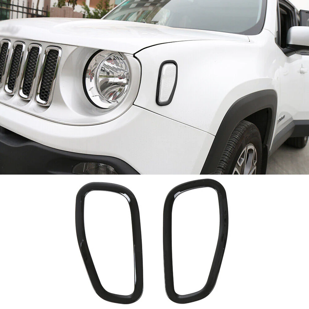 For 2015+ Jeep Renegade Front Side Fender Light Lamp Bezels Trim