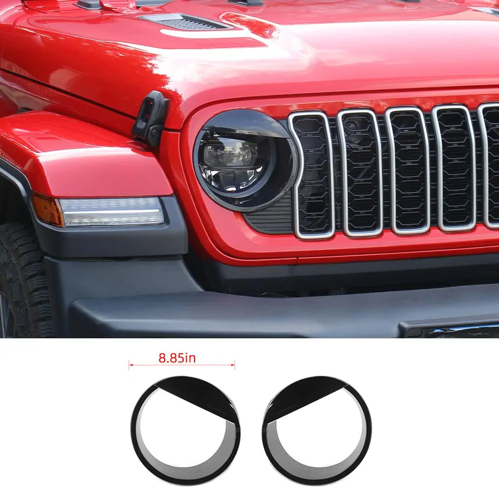 For 2024+ Jeep Wrangler JL/Gladiator JT Front Side Headlight Lamp Moldings Angry Eyes Bezels Trim - Image 12