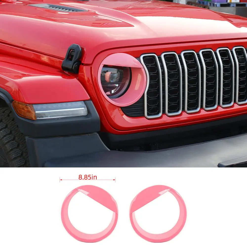 For 2024+ Jeep Wrangler JL/Gladiator JT Front Side Headlight Lamp Moldings Angry Eyes Bezels Trim - Image 13