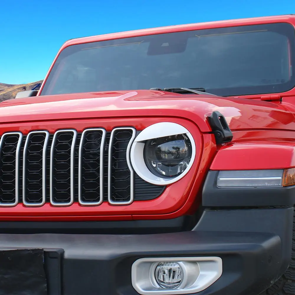For 2024+ Jeep Wrangler JL/Gladiator JT Front Side Headlight Lamp Moldings Angry Eyes Bezels Trim - Image 3