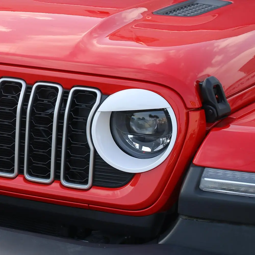 For 2024+ Jeep Wrangler JL/Gladiator JT Front Side Headlight Lamp Moldings Angry Eyes Bezels Trim - Image 4
