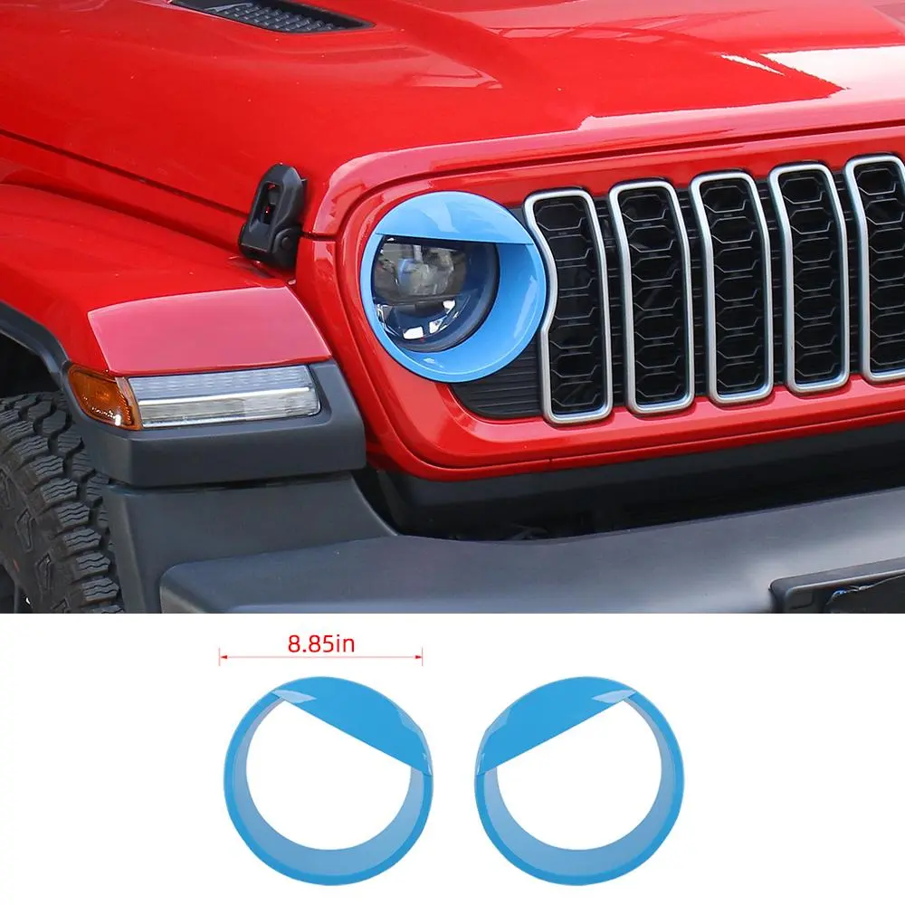 For 2024+ Jeep Wrangler JL/Gladiator JT Front Side Headlight Lamp Moldings Angry Eyes Bezels Trim - Image 6