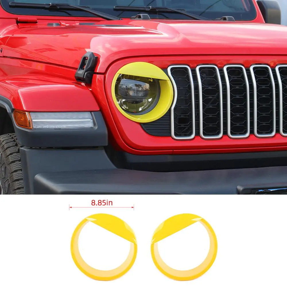 For 2024+ Jeep Wrangler JL/Gladiator JT Front Side Headlight Lamp Moldings Angry Eyes Bezels Trim - Image 8