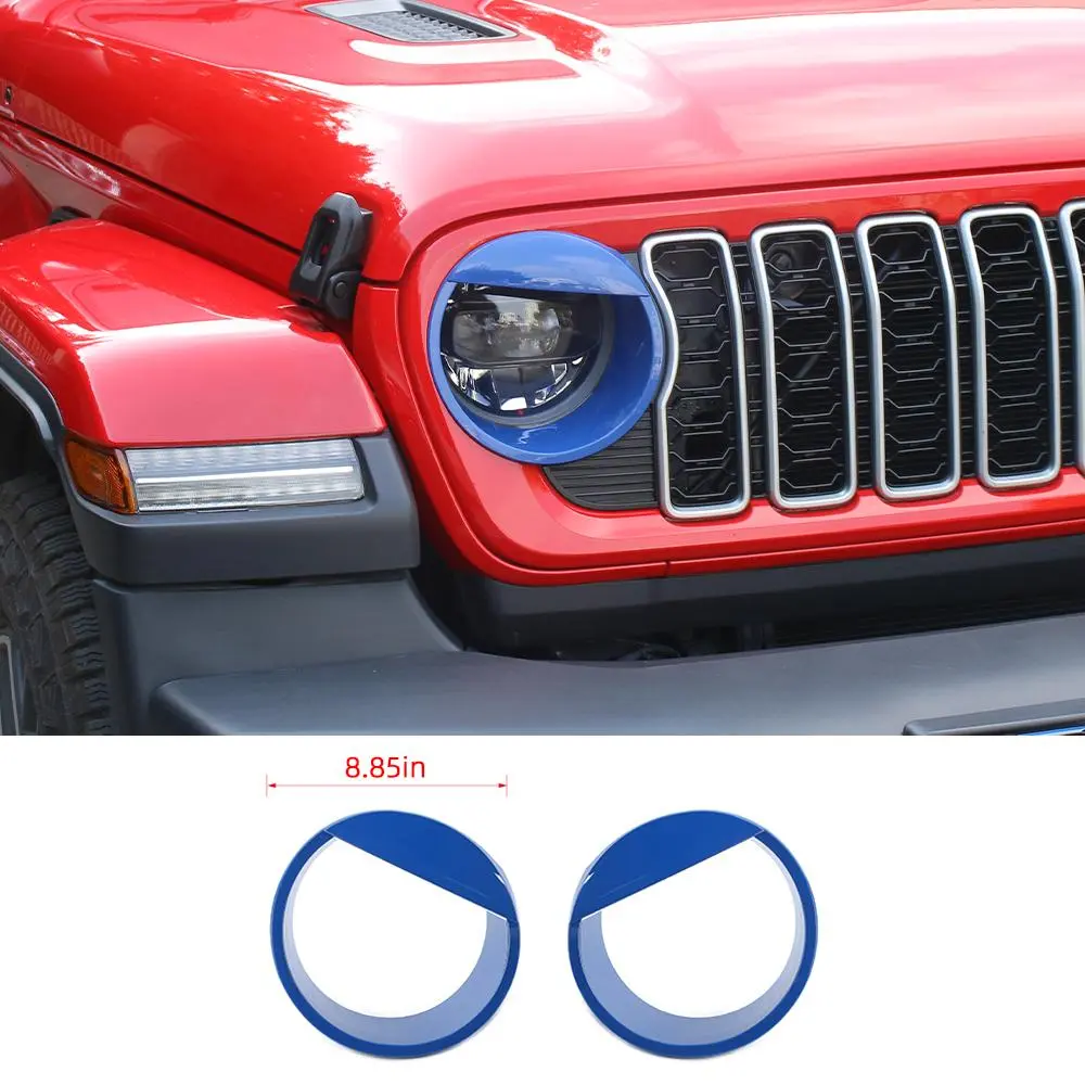For 2024+ Jeep Wrangler JL/Gladiator JT Front Side Headlight Lamp Moldings Angry Eyes Bezels Trim - Image 9