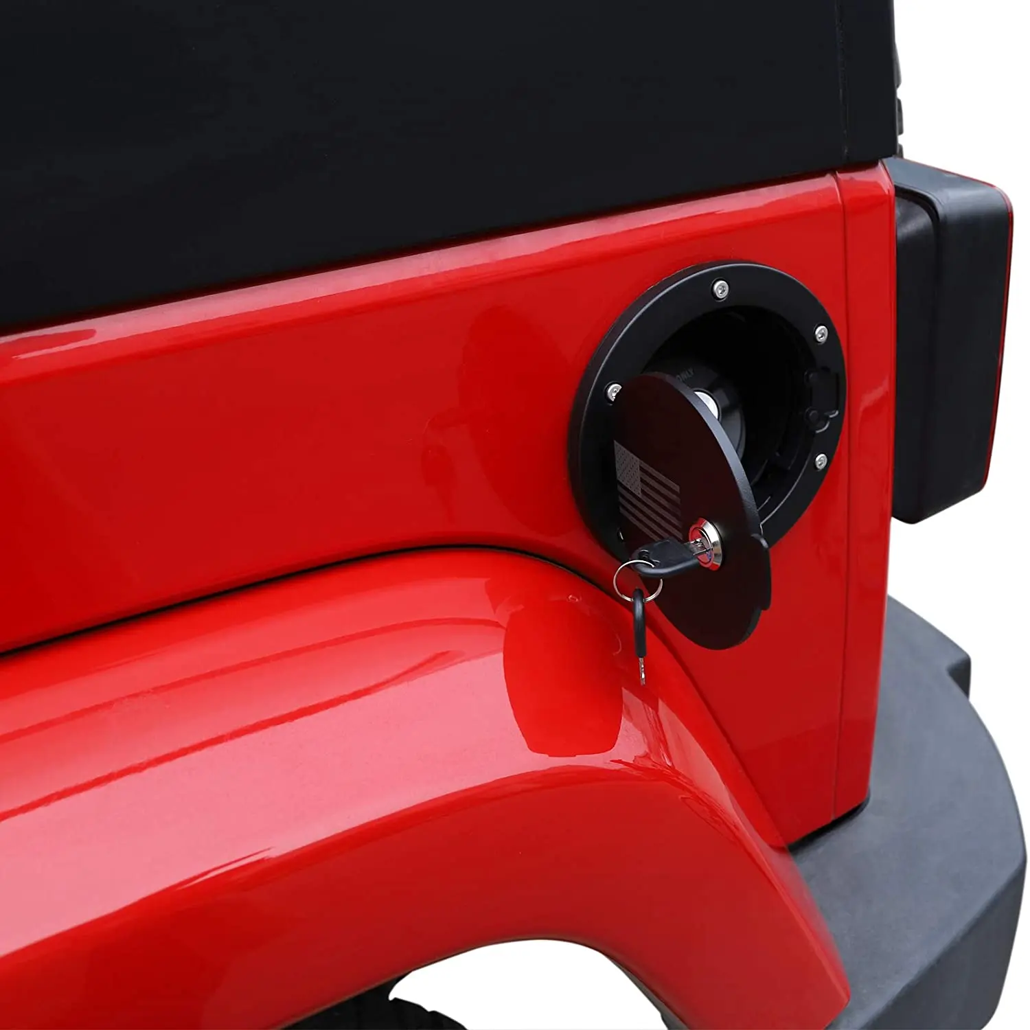 For 2007-2018 Jeep Wrangler JK JKU Fuel Door Cover Locking Gas Cap Cover, American Flag - Image 3