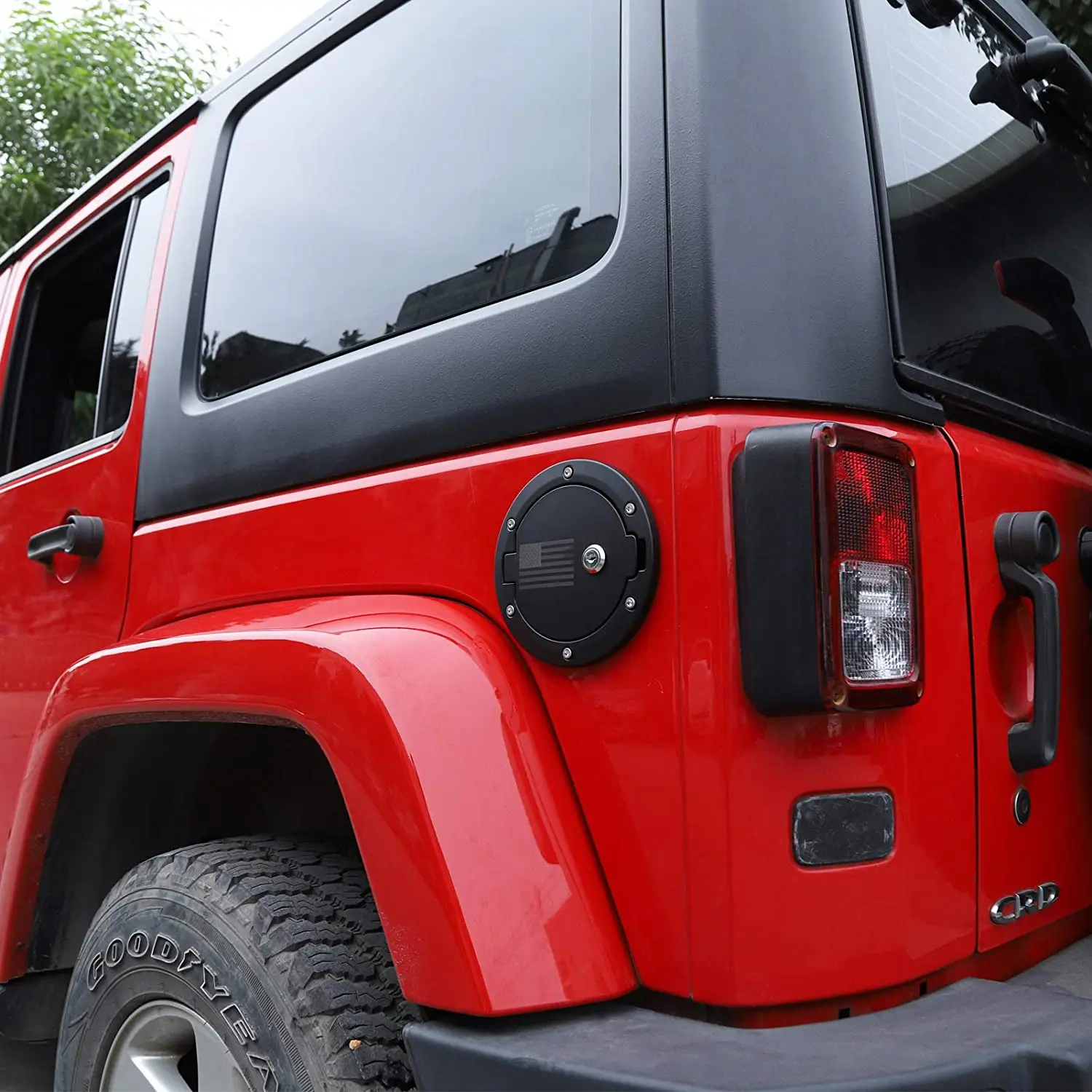 For 2007-2018 Jeep Wrangler JK JKU Fuel Door Cover Locking Gas Cap Cover, American Flag - Image 4