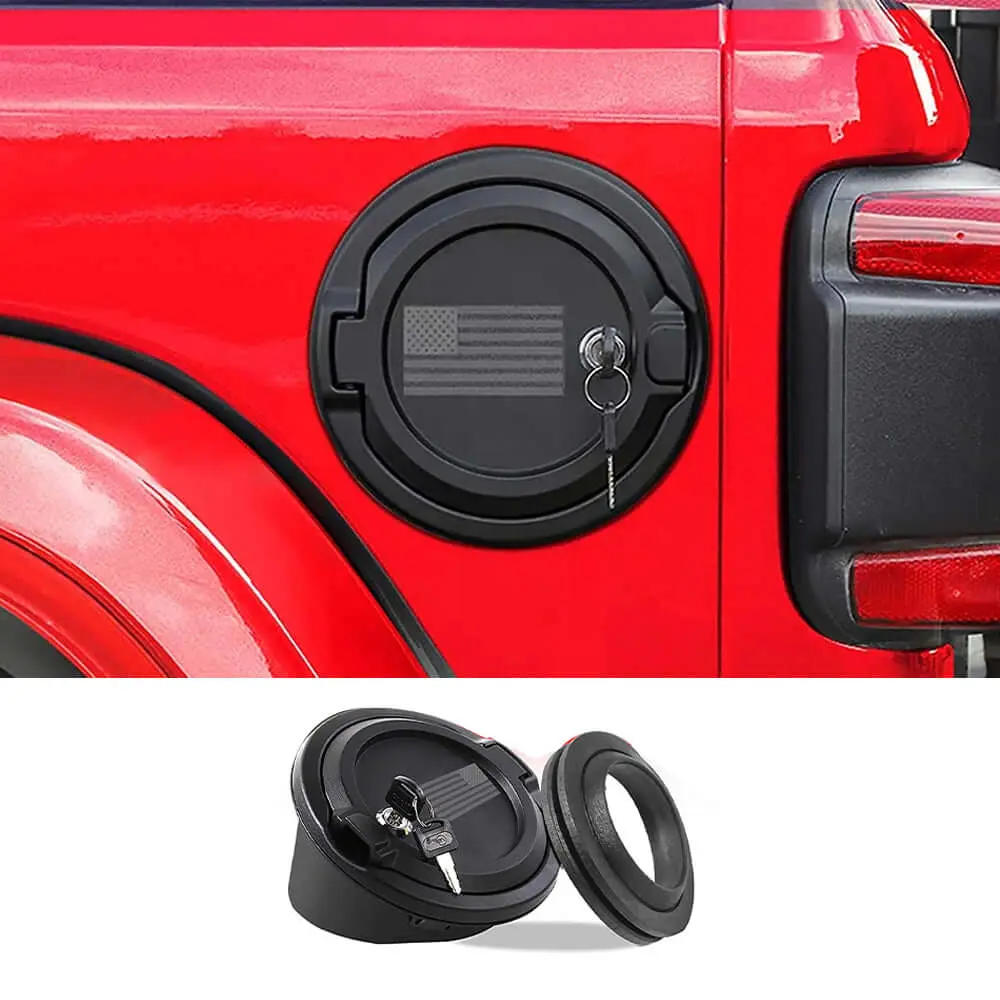 For 2018+ Jeep Wrangler JL JLU Fuel Filler Locking Gas Tank Door Cap Cover US Flag NOT FIT 4XE