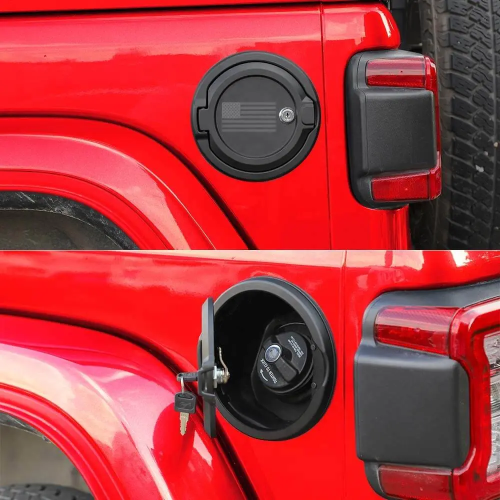 For 2018+ Jeep Wrangler JL JLU Fuel Filler Locking Gas Tank Door Cap Cover US Flag NOT FIT 4XE - Image 2