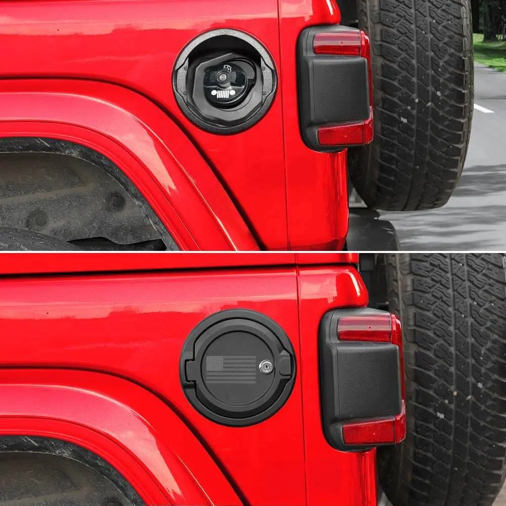 For 2018+ Jeep Wrangler JL JLU Fuel Filler Locking Gas Tank Door Cap Cover US Flag NOT FIT 4XE - Image 3