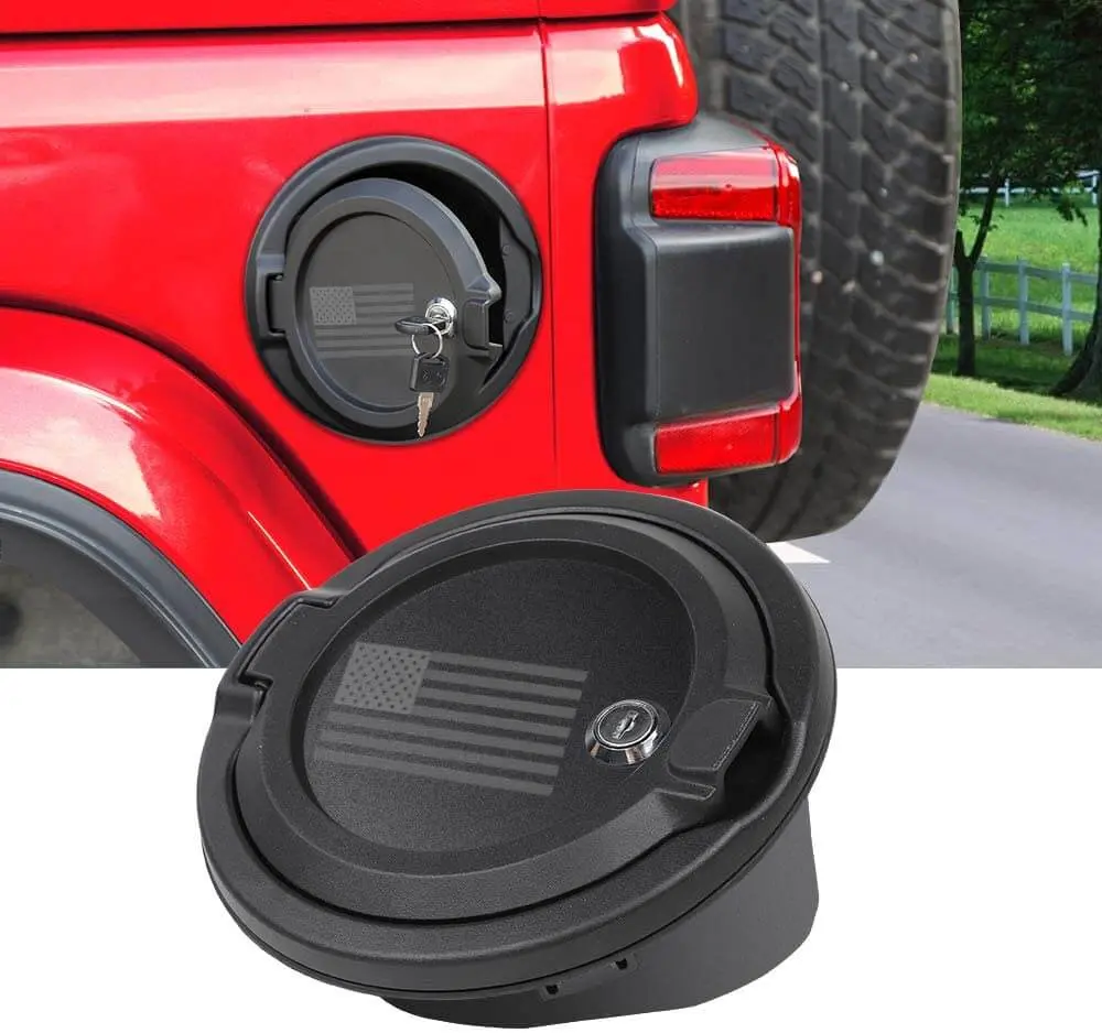 For 2018+ Jeep Wrangler JL JLU Fuel Filler Locking Gas Tank Door Cap Cover US Flag NOT FIT 4XE - Image 4