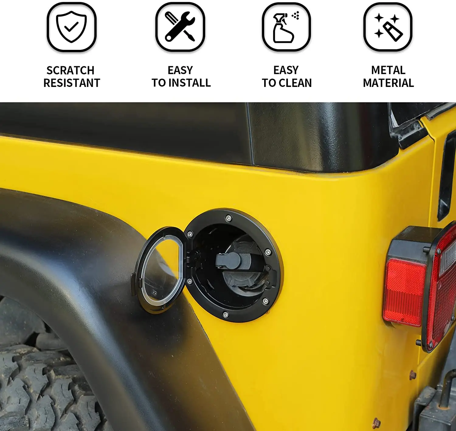 For 1997-2006 Jeep Wrangler TJ Fuel Filler Door Gas Tank Cap Cover Transparent Gas Cap Cover - Image 3