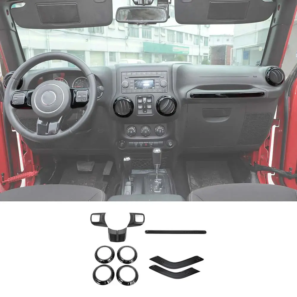 For 2011-2018 2Door Jeep Wrangler JK 10pc Full Set Interior Decor cover Trim Kit - Image 13