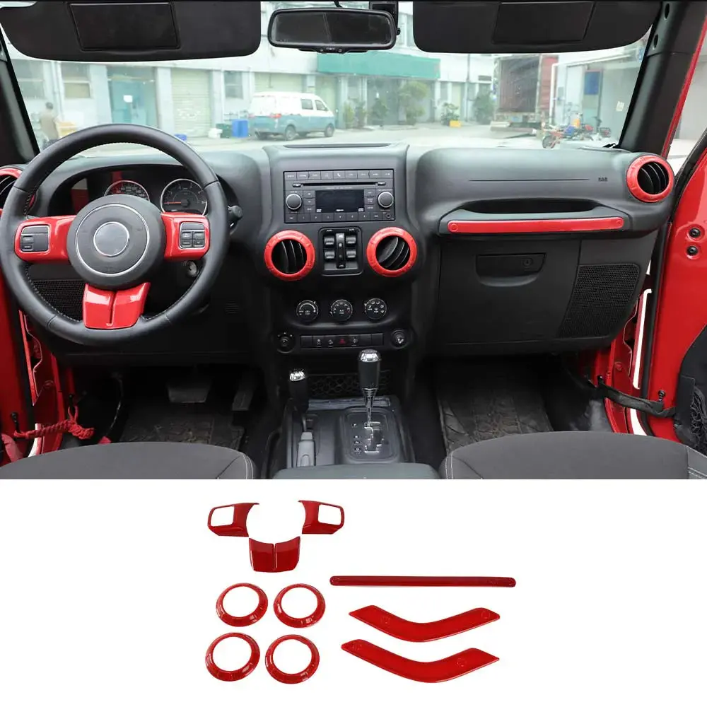 For 2011-2018 2Door Jeep Wrangler JK 10pc Full Set Interior Decor cover Trim Kit - Image 15