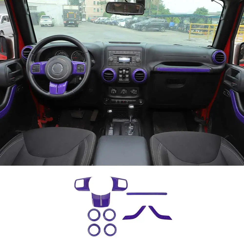 For 2011-2018 2Door Jeep Wrangler JK 10pc Full Set Interior Decor cover Trim Kit - Image 18