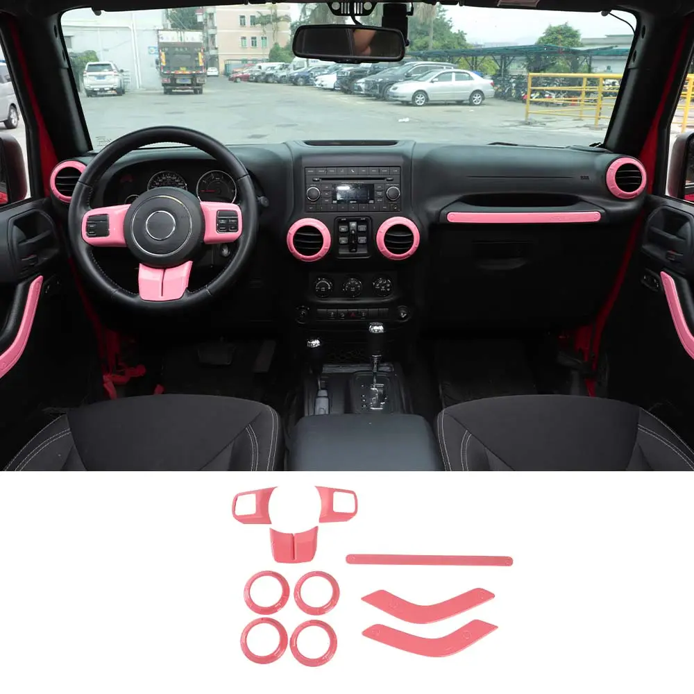 For 2011-2018 2Door Jeep Wrangler JK 10pc Full Set Interior Decor cover Trim Kit - Image 21