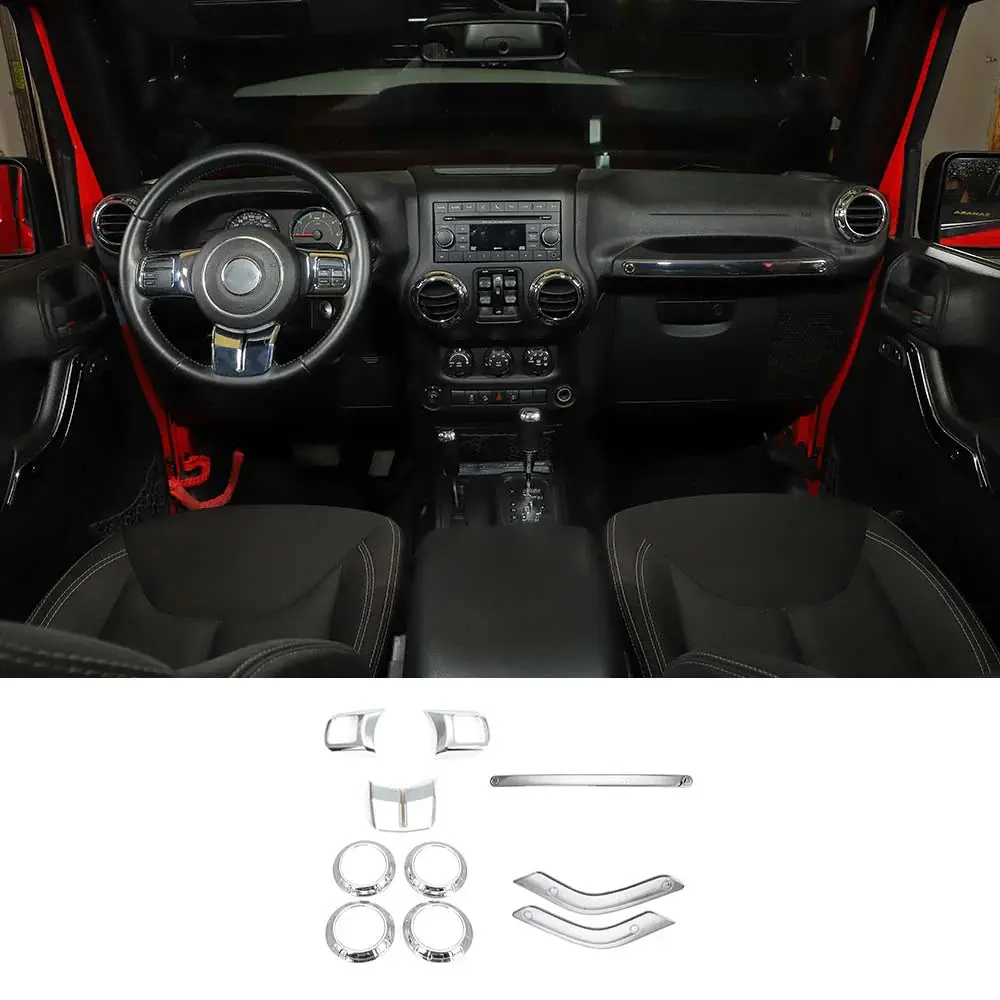 For 2011-2018 2Door Jeep Wrangler JK 10pc Full Set Interior Decor cover Trim Kit - Image 22