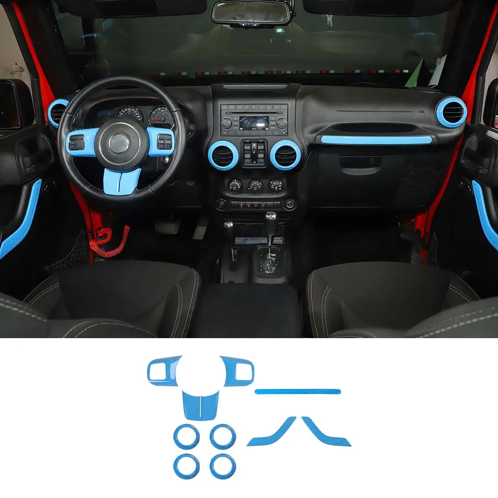 For 2011-2018 2Door Jeep Wrangler JK 10pc Full Set Interior Decor cover Trim Kit - Image 23
