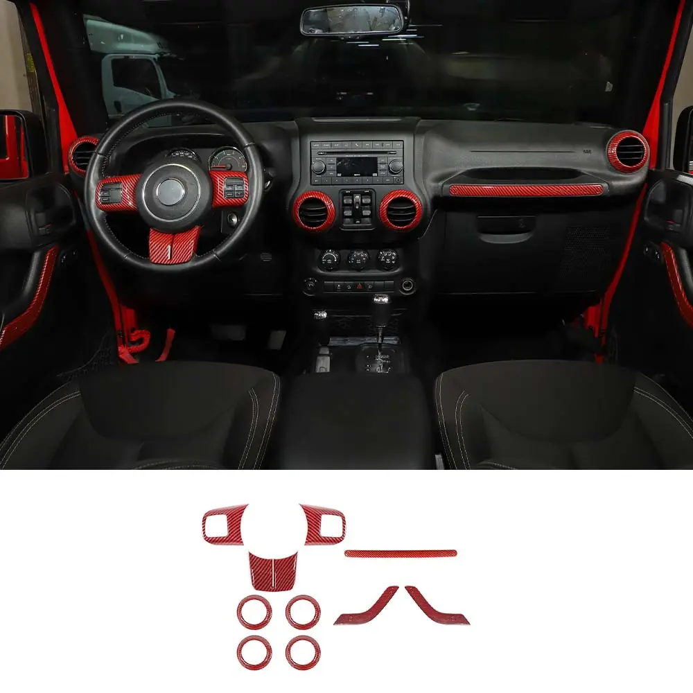 For 2011-2018 2Door Jeep Wrangler JK 10pc Full Set Interior Decor cover Trim Kit - Image 24