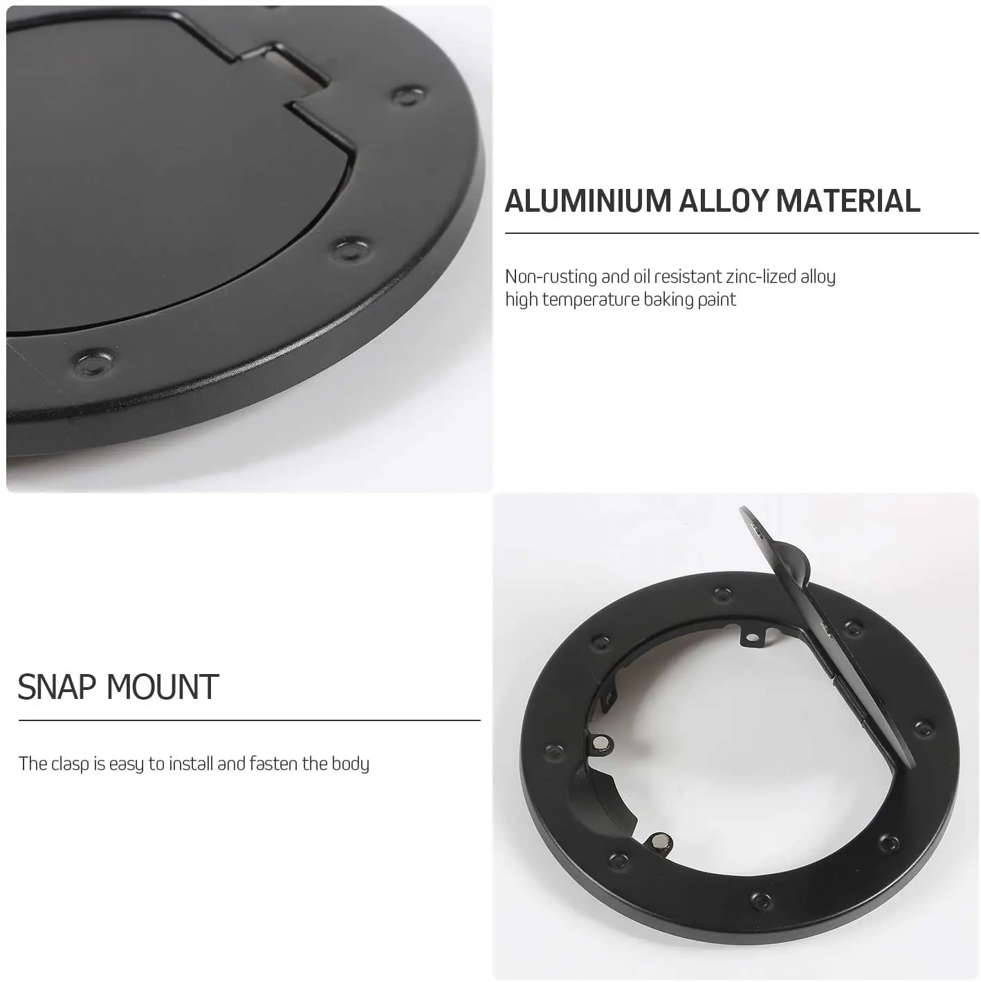 For 2007-2018 Jeep Wrangler JK JKU Gas Cap Cover Locking Fuel Filler Door Cover Black - Image 3